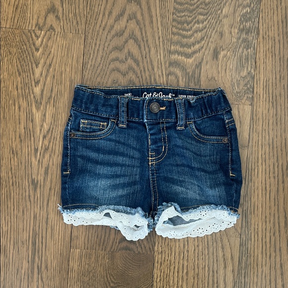 Cat & Jack Other - Cat and Jack Baby Girl denim shorts with ruffle eyelet hem 18M Spring Summer